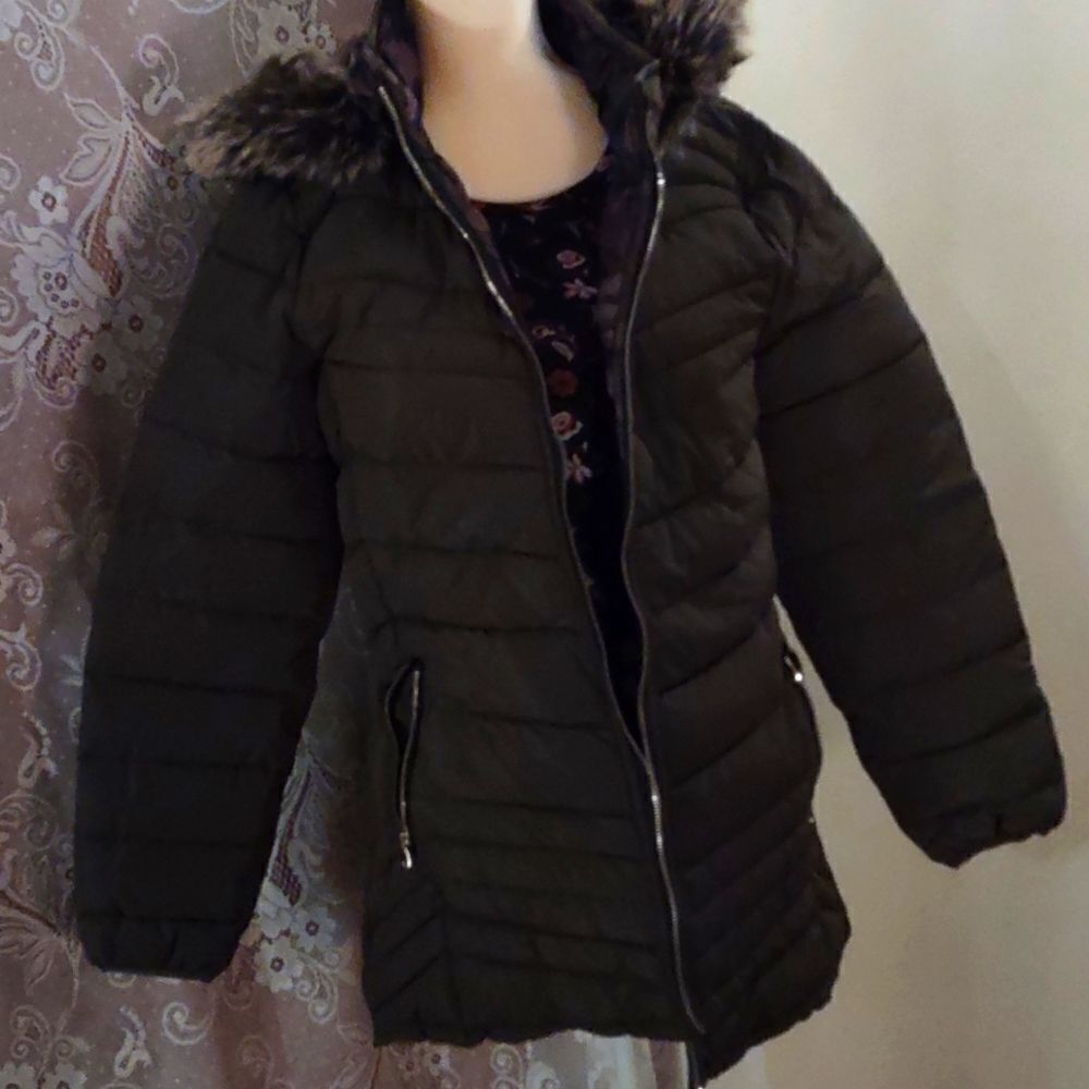 Women's Size 10 Reversible Camo Green Hooded Quilted Parka Rain Resistant Jacket